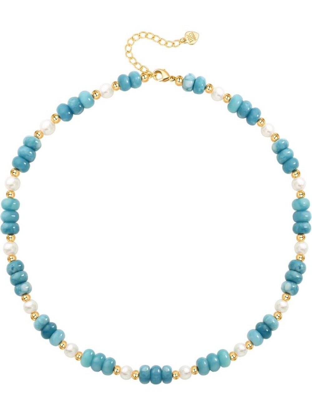 Women's Blue Beaded Choker Single Strand Stone Nugget Necklace Gift